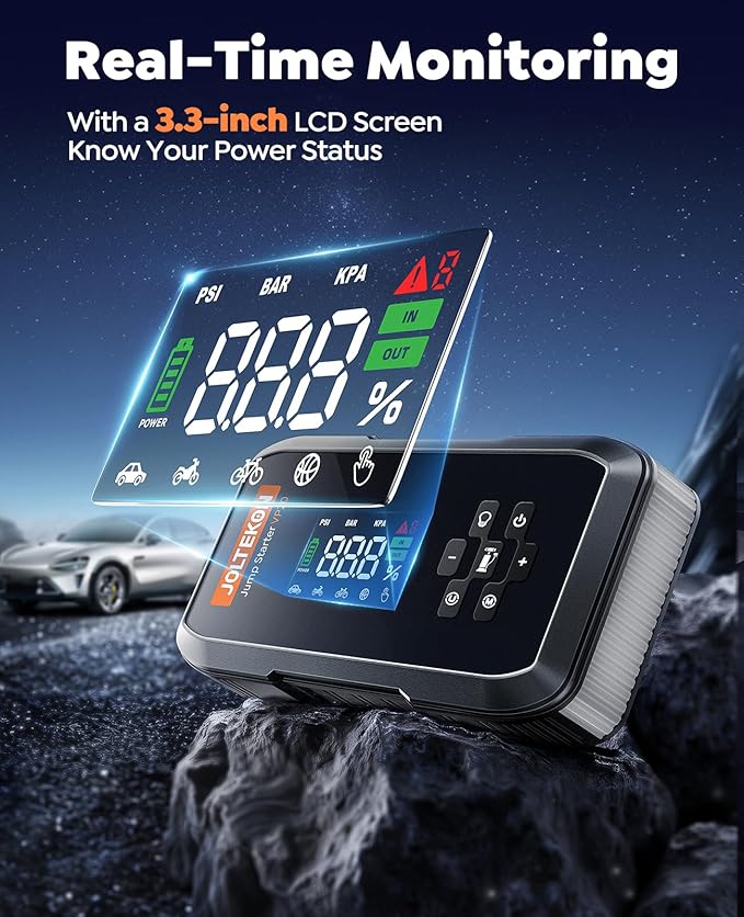 Car Jump Starter with Air Compressor 150PSI, 4500A Battery Jumper Starter Portable(9L Gas/8L Diesel), 12V Jump Starter with Auto-Pause Pump, Jump Box for Car Battery with 10-Safety Protection