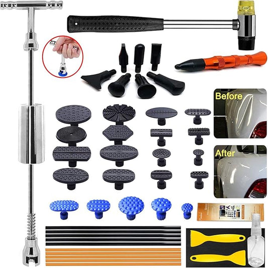 Car Dent Puller - Auto Body Dent Repair Tool, Dent Repair kit with Slide Hammer T bar Dent Puller for Car Body Hail Dent Removal Dent Remover Automobile Body Repair