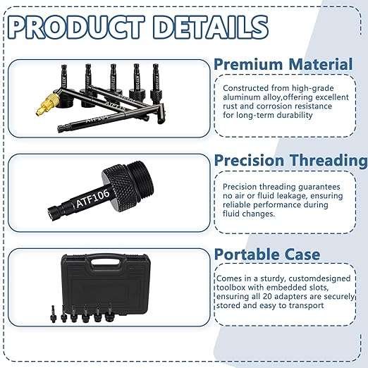 20pcs ATF Adapter Transmission Fluid Fill Adapter Transmission Fluid Oil Refilling Connector Tool Kit ATF Filler