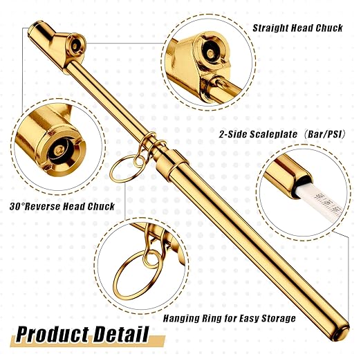 Tallew 20 Pack Dual Head Tire Pressure Gauge Heavy Duty Air Pressure Tire Gauge for Auto Truck Car RV Van Gage Range 10-150PSI, 1-10Bar (Gold)
