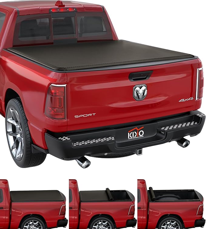 Kikito Vinyl Soft Roll-Up Tonneau Cover Truck Bed for 2009-2018 Ram 1500; 2019-2023 Classic Ram 1500 with 5.7ft(67.4in) Bed w/o Rambox