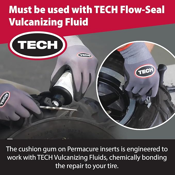 TECH Permacure Inserts – Reinforced Natural Rubber Compatible with Vulcanizing Fluid, Tubeless Sealant, Flat Repair Kits, 3-3/4" (95mm), Blue (Box of 50) for Emergency Puncture Fixes and Patch Kits