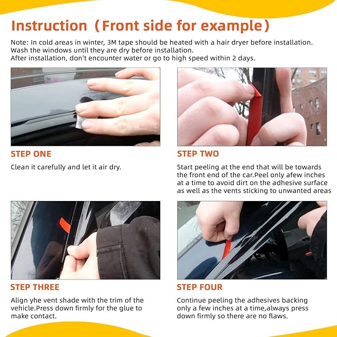 Window Visor Rain Guards Compatible with 2014-2018 Chevy Silverado/GMC Sierra Crew Cab Window Wind Deflectors Vent Visors Shades for Truck Accessories Tape-On Adhesive Mount