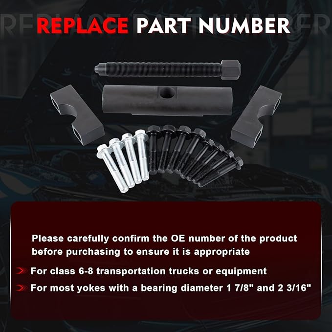 60050 Heavy-Duty Yoke Puller, Works for Class 6-8 Trucks and Equipment, Semi Truck Yoke Remover Tool Kit Heavy Duty Yoke Removal Tool Kit with 12 pcs Flange Bolt Replace 10803