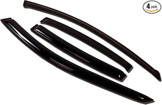 Tuningpros WV-131-2 Outside Mount Window Visor Deflector Rain Guard Dark Smoke 4-pc Set, Compatible with 2006-2009 Dodge Ram 2500 Mega Cab/Crew Cab