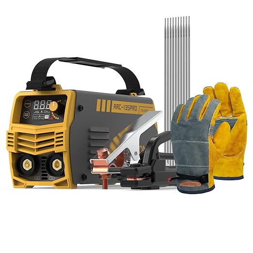 TOOLIOM 135A 110/220V Dual Voltage Mini Stick Welder Lift TIG Welder with LCD Display Portable Welding Machine with Hot Start, Arc Force and Anti-Stick