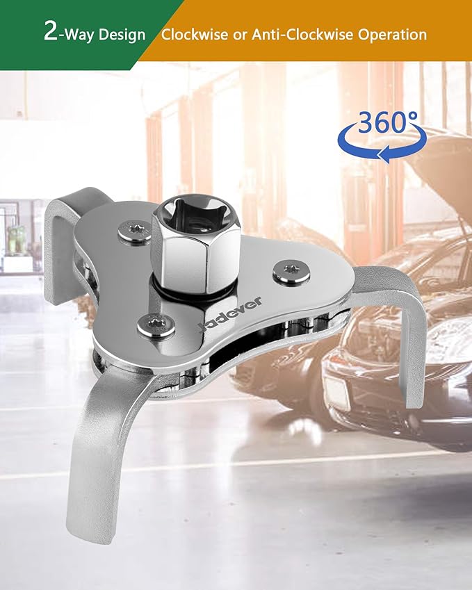 3-Jaw Oil Filter Wrench, Adjustable Oil Filter Claw Wrench From 2-1/2" to 4", 1/2" or 3/8" Ratchet, Fit for Car/Motorcycle/Truck
