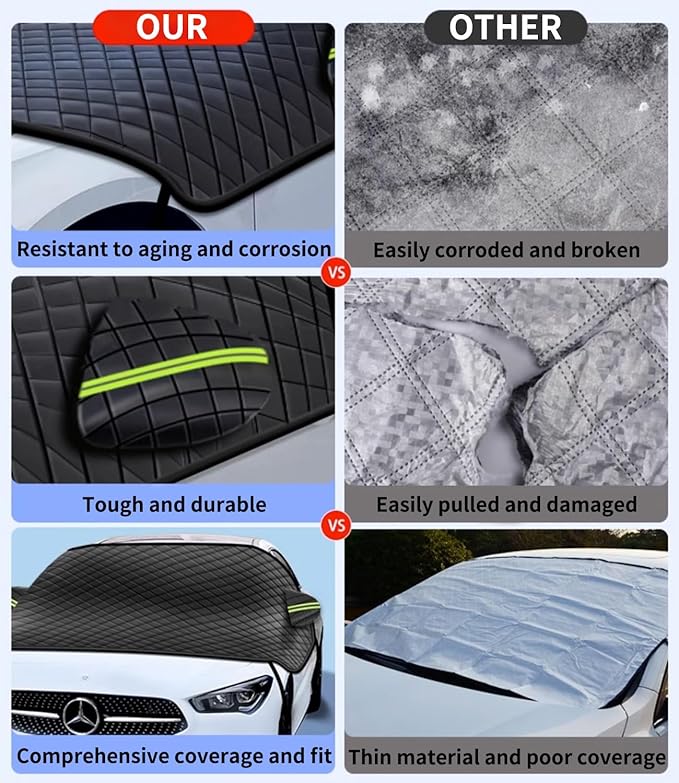 Custom fit for Volkswagen Windshield Snow Covers, 8 Layers WAaterproof Windproof Protection, Frost Defense, Ice,ii, Sun, Snow, UV, for Volkswagen Accessories (for Volkswagen CC)
