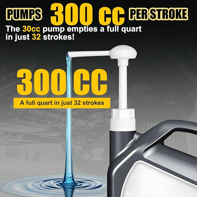 30cc Hand Oil Transfer Pump Fluid Pump for Gallon Bottles and Wide-Mouth Quart Bottles - Transfers Gear Oil, Transmission Fluid, Differential Fluid, and Antifreeze