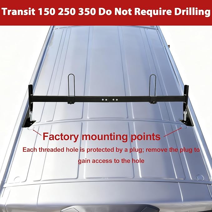 hightall Van Ladder Rack with Roller,Adjustable Length 50-61" Van Roof Rack with Cargo Stoppers,Compatible with Ford Transit150/250/350