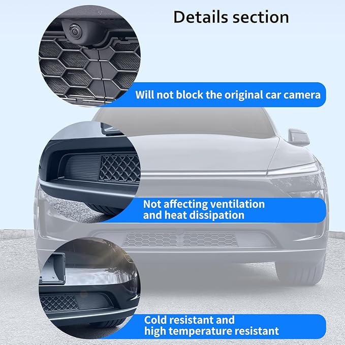 Grill Mesh Insert for Tesla Model Y Juniper 2025 2026 Car Lower Bumper Segmented Net, Front Air Inlet Vent Grille Grid Cover for New Model Y Juniper Launch Series Accessories