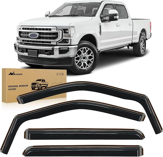 Nilight Vent Window Visors for Ford F250 F350 F450 F550 Super Duty Crew Cab 2017 2018 2019 2020 2021 2022 2023 2024, in-Channel Rain Guards, Original Window Deflectors-4PCS