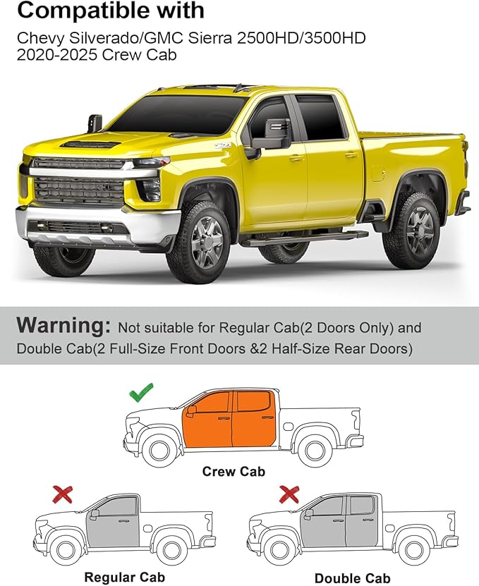 in-Channel Window Rain Guards Fit for Chevy Silverado/GMC Sierra 2500HD/3500HD 2020-2026 Crew Cab, Extra Durable Truck Window Deflectors Vent Visors Vent Shades Exterior Car Accessories