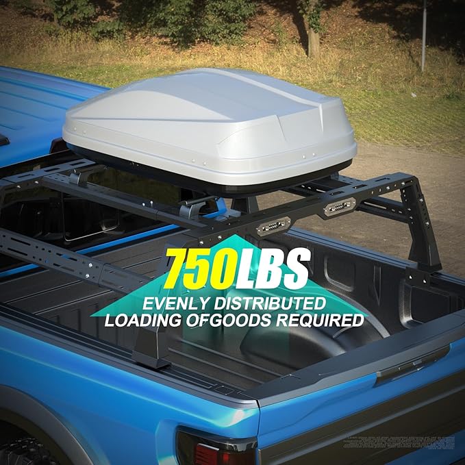 Extendable Truck Bed Cargo Rack, Overland Bed Rack Cargo Carrier Bracket For F-150/F-250/F-350, Ranger, Raptor, Silverado & Serria, Colorado & Canyon, Ram 1500/2500/3500, Tacoma, Frontier, Gladiator