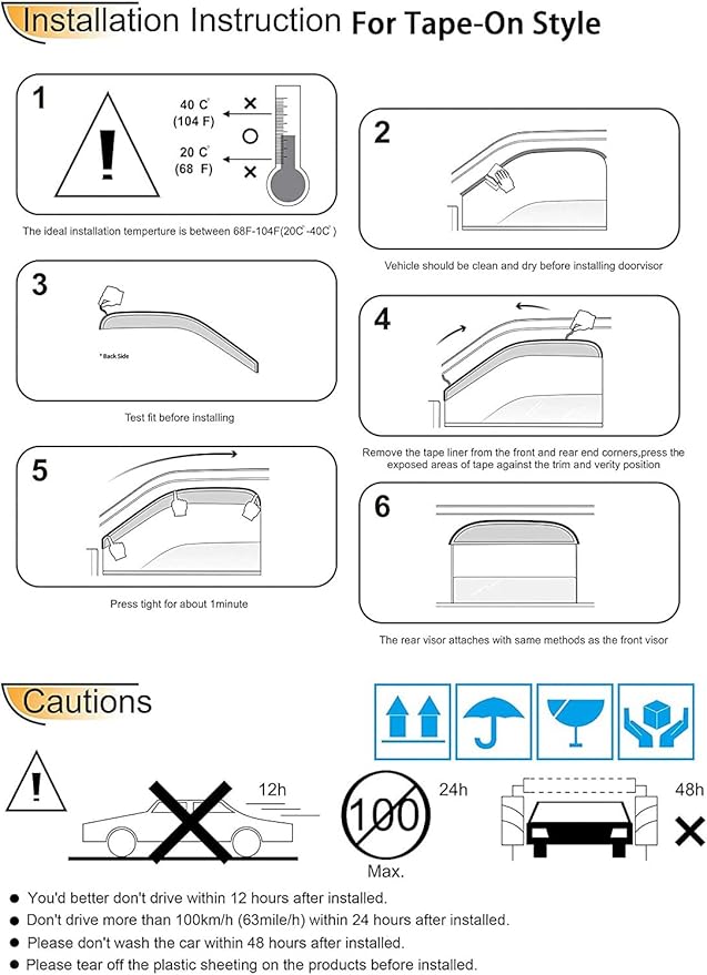 94738 Side Window Wind Deflector,4pc Outside Mount Style Nice Sun Rain Guards Set,Window Visor fit for 2004-2014 Ford F150 Super/Extended Cab Only(Not Fit 2004 Heritage)