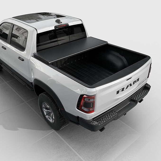 Low Profile Hard Folding Truck Bed Tonneau Cover Fits 2009-2026 Dodge Ram 1500 New Body Style (Not for Classic Body) 5'7" Bed Without Ram Box (67.4")