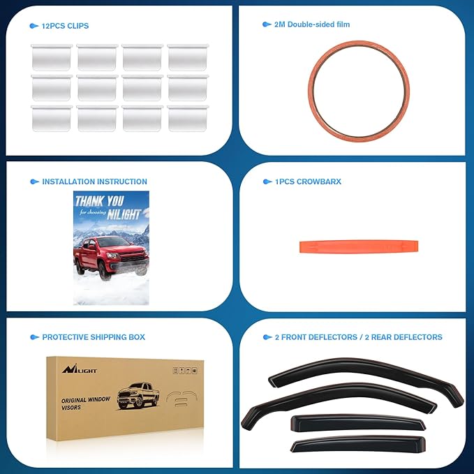 Nilight Durable in Channel Rain Guards for Honda Civic Hatchback HB LX Sport Touring EX-L 2022 2023 2024 Window Deflectors, Vent Window Visors-4pcs