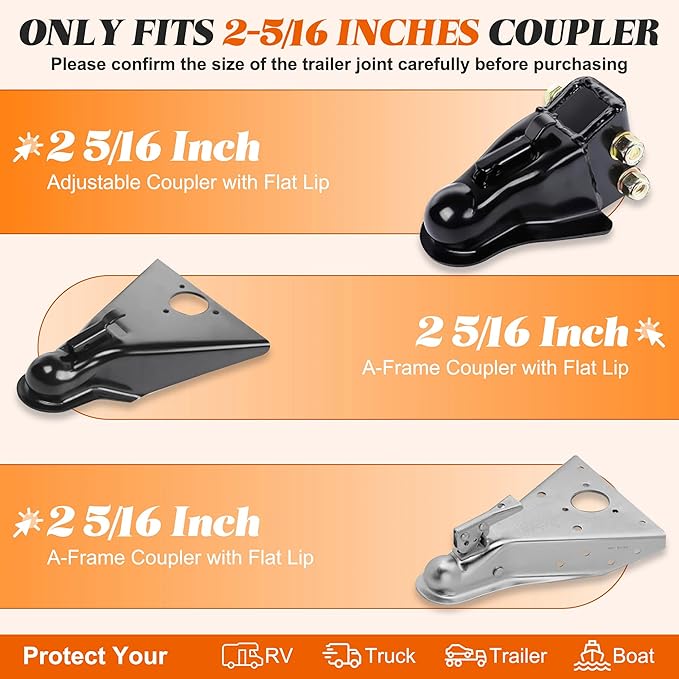 Upgraded Trailer Lock Fits 2 5/16 Inch Couplers, Heavy Duty Trailer Hitch Locks, Upgraded Anti-Theft Structure Coupler Lock, Security Trailer Locks Ball Hitch for RV, Boat, Truck, Trailer