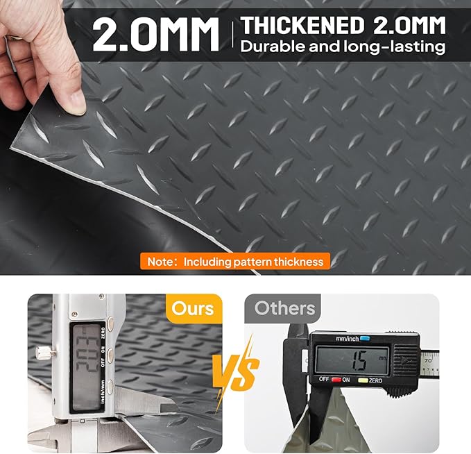 TUFFIOM 4x8 FT Garage Floor Mat, Thickened Diamond Plate PVC Garage Mats Flooring Roll for Under Car, Garage Parking Mats for SUVs, Golf Cart, Sports Car