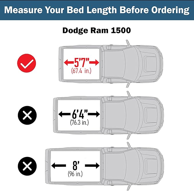 Low Profile Tri-fold Truck Bed Tonneau Cover Compatible with 2009–2026 Dodge Ram 1500 New Body Style Only (Excl. Classic Body) | 5'7" (67.4") Bed Without Ram Box | CFLPX011