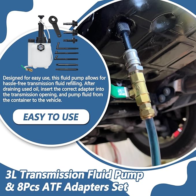 3L Transmission Fluid Pump Transmission Oil Pump Extractor Manual Oil Pump Oil Filling Filler System Tool with 8Pcs Adapters Fluid Transfer Pump