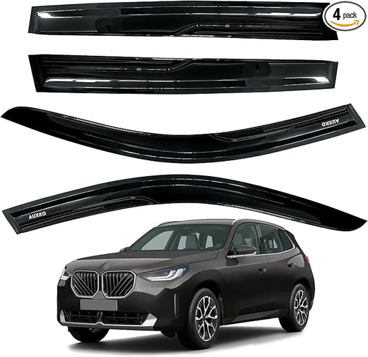 AUXKO Rain Guards for BMW X3 2018-2024 2025, 4Pcs Window Vent Visors Accessories - Tape-On Rain Guard Window Visor for BMW X3, Easy Install Car Side Window Wind Deflectors & Visors Smoke Black