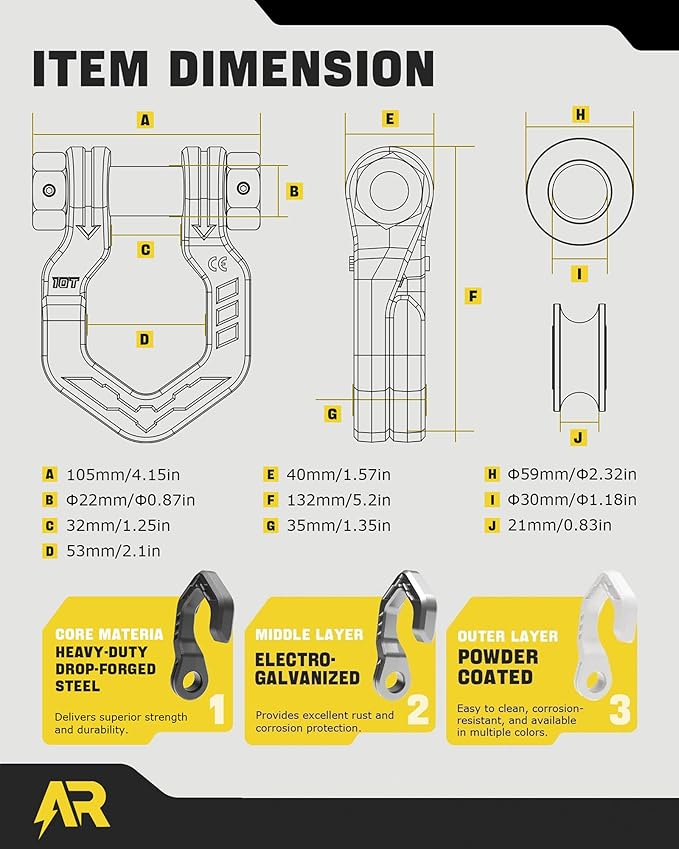Snatch Block Separate Shackle, 3/4" D Ring Shackle with Pulley, 57320lbs Break Strength, Towing Winch Snatch Block for Off Road Vehicle Recovery, Black White 1-Pack