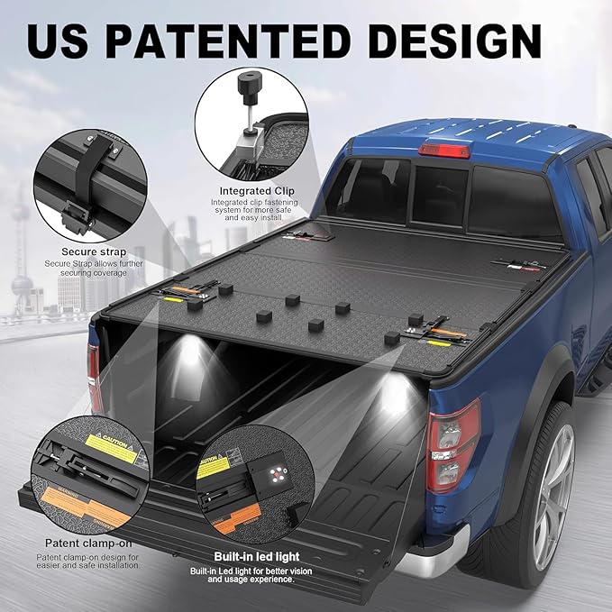 Hard Tri Truck Bed Tonneau Cover Compatible for 1999-2024 Ford F250/F350/F450 Super Duty Standard Short Bed 6'8"