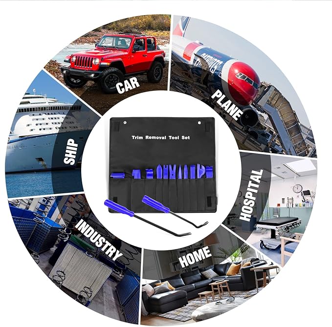 GOOACC 13PCS Nylon Trim Removal Tool Set for Bumper Fastener Rivet Clips Car Door Clip Panel Audio Video Dashboard Dismantle Blue (GRC-203)