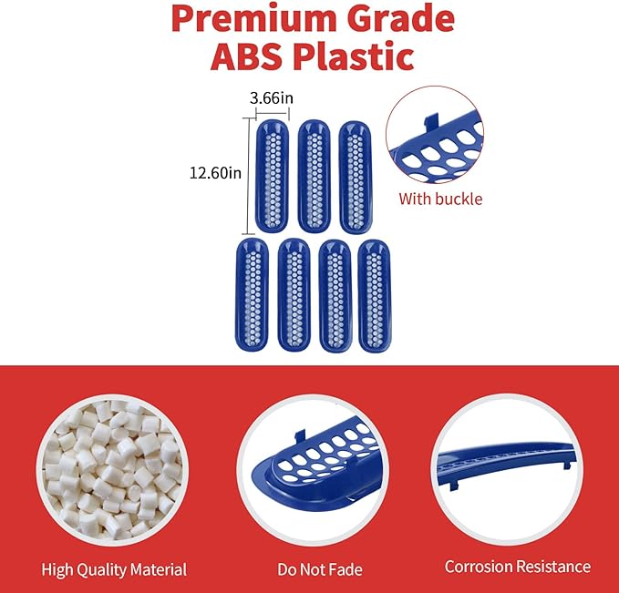 Mesh Grill Insert Grille Inserts Cover Fit for 2007-2018 Jeep Wrangler JK JKU(Blue)