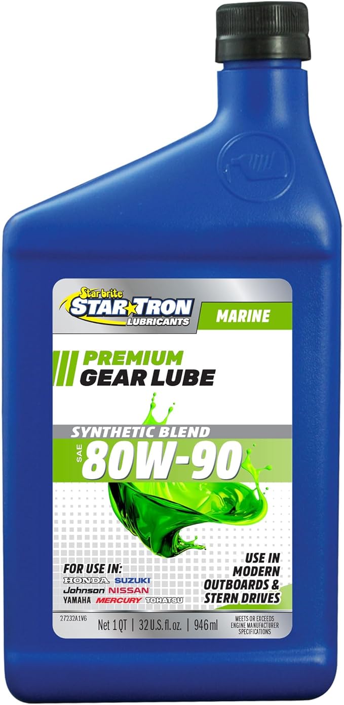 STAR BRITE Star Tron Synthetic Blend Lower 80W-90 Unit Gear Lube - Marine Grade, High Viscosity Gear Oil for Outboard Motors, 32 Ounce Quart (027232)