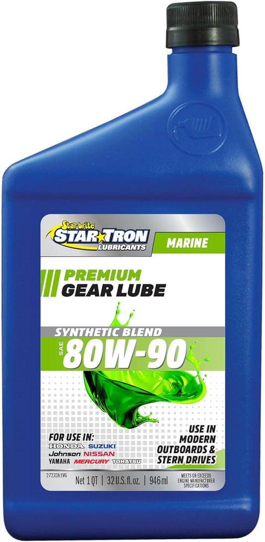 STAR BRITE Star Tron Synthetic Blend Lower 80W-90 Unit Gear Lube - Marine Grade, High Viscosity Gear Oil for Outboard Motors, 32 Ounce Quart (027232)