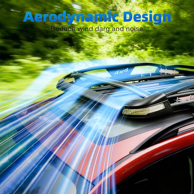 JMTBNO Roof Rack Cargo Carrier Basket with Brake Lights, 55 * 40inch Universal Rooftop Cargo Carrier with 2PCS Shark Clip Crossbars Double Layer Aluminum Car Top Luggage Holder for SUV Trucks Cars