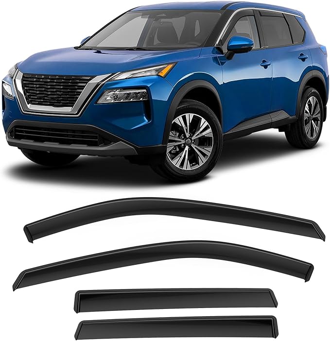 in-Channel Rain Guards Fit for Rogue 2021-2025, Extra Durable Side Window Deflectors, Wind Deflectors Rain Guard Black 4 Pack