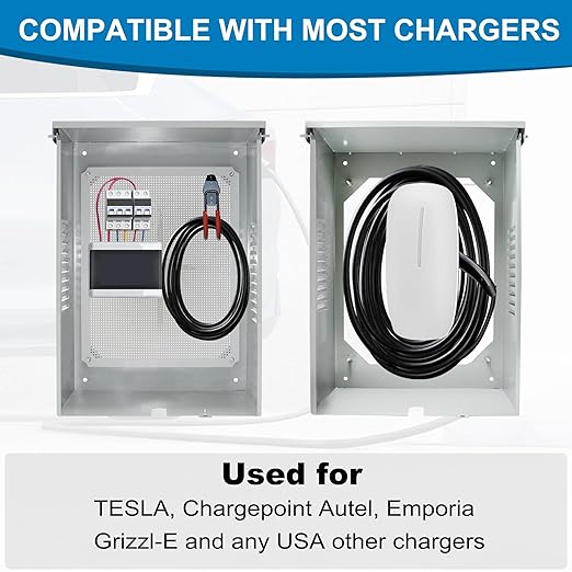 Outdoor EV Charger Enclosure, Wall Charger Cover for Tesla, EV Electric Vehicle Car Charger Cover with Lock, Indoor ＆ Outdoor (Charger Box)