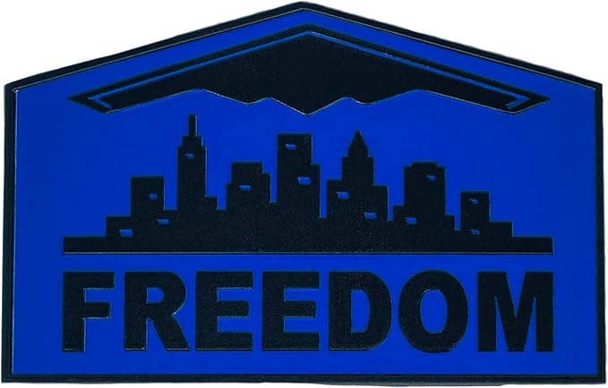 Freedom Emblem, Custom Metal Alloy B-2 Stealth Badge, Exterior Automotive Accessories, Universal Fit for Car, Truck, SUV (Blue)