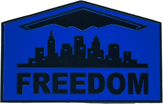 Freedom Emblem, Custom Metal Alloy B-2 Stealth Badge, Exterior Automotive Accessories, Universal Fit for Car, Truck, SUV (Blue)