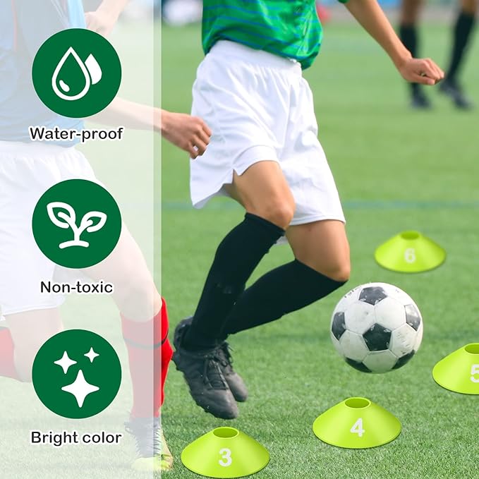 10 Pcs Numbered Sports Disc Cones 1-10 Soccer Cones with Mesh Carry Bag Flexible Agility Cones Soft Field Cones for Gym PE Classes School Activities Games, Sports Training Equipment