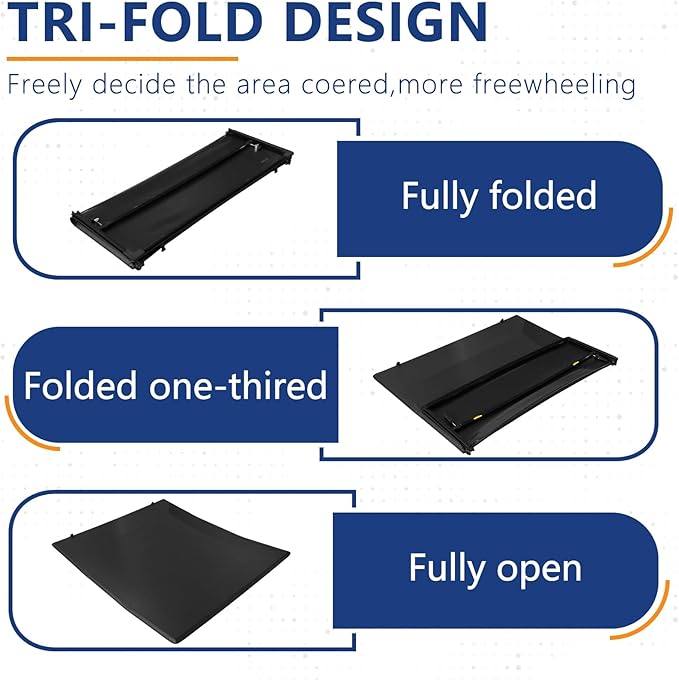 PENSUN Soft Tri-fold Truck Bed Tonneau Cover Compatible with 2009-2014 Ford F150 Bed Cover 6.5FT Bed