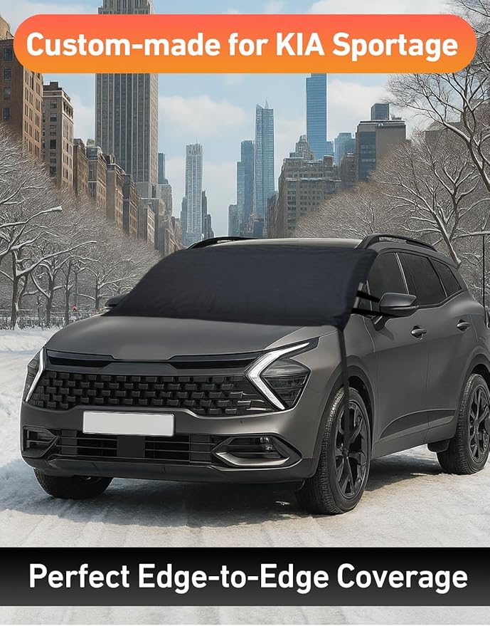 EcoNour Car Snow Cover Compatible for Kia Sportage | Windshield Cover for Ice and Snow with S-Hook Straps | Heavy-Duty 600D Oxford Winter Car Cover, Waterproof & Anti-Slip