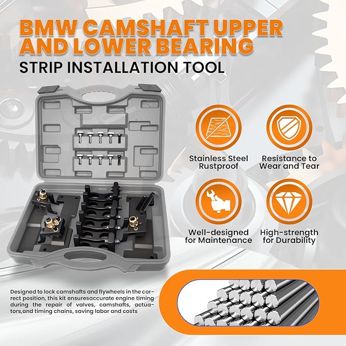 Engine Camshaft Locking Timing Tool Kit Fit for BMW N51 N52 N53 N54 N54T N55, locating Exhaust Camshaft Upper and Lower Bearing Strip, Replace 114460 118550 117100