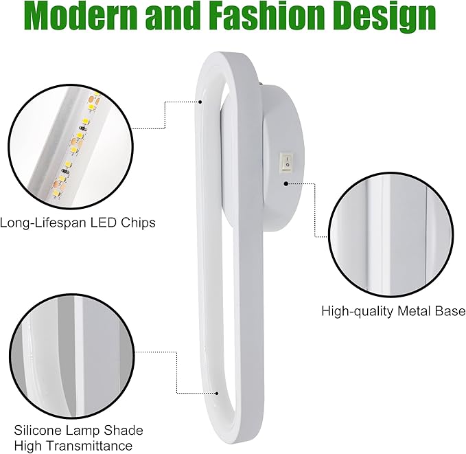 2Pack 12V LED RV Sconce Wall Vanity Reading Light - Dimmable RV Interior Light Fixture with Silicon Lens for Motorhome, Camper, Trailer, Boat - Energy Efficient Decorative Lighting with Switch