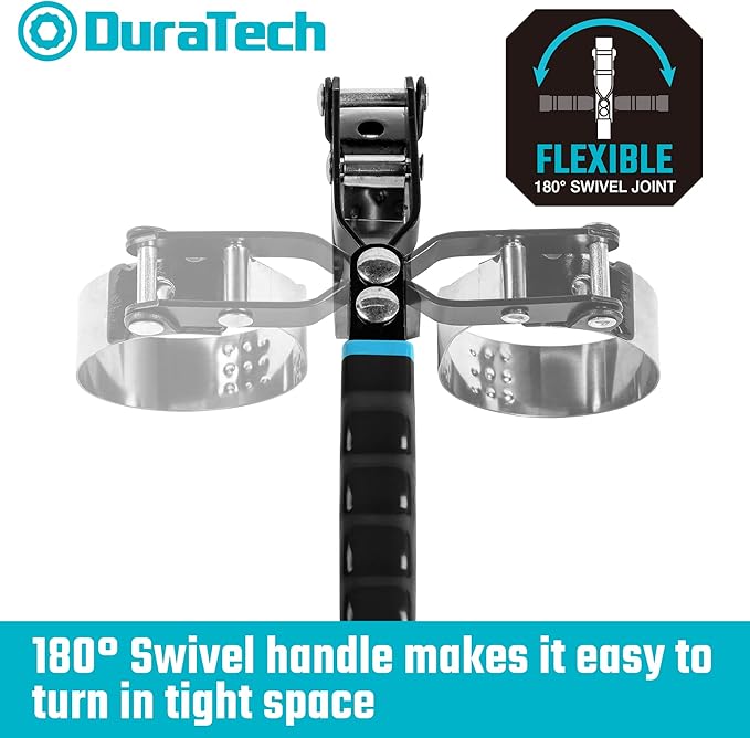 DURATECH Large Swivel Oil Filter Wrench, Oil Filter Removal Tool, Fits Filters 3-7/8"-4-3/8", Ideal for Car Repair Tools