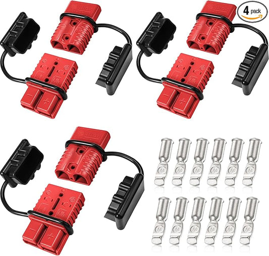Frienda 4 Pieces 2-4 Gauge 175A Battery Quick Connector 12-36V Disconnect Wire Harness Plug Kit Battery Quick Connector Disconnect Plug for Motor Winch Trailer(175A)