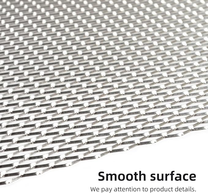 AggAuto 47x16 inches Car Pickup Truck Grill Mesh Spoiler Bumper Vent Aluminum Alloy Automotive Grille Insert Air Intake Racing Rhombic Hole 6x12mm Silver