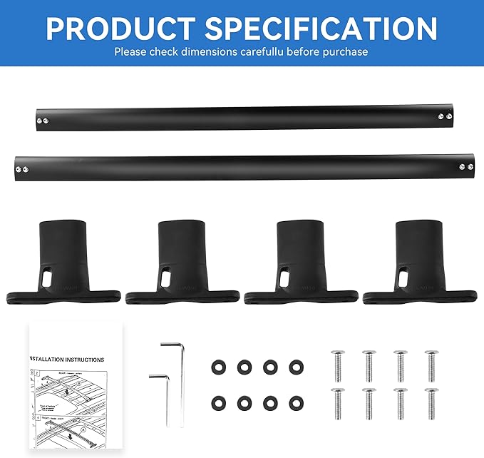 FLYCLE Roof Rack Crossbars Compatible with 2016-2019 Explorer, Car Cargo Roof Racks Cross Bars Rooftop Luggage Kayaks Bicycles Snowboard Canoe Carrier Cargo Bag