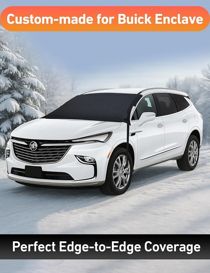 EcoNour Car Snow Cover Compatible for Buick Enclave/Encore/Envision | Windshield Cover for Ice and Snow with S-Hook Straps | Heavy-Duty 600D Oxford Winter Car Cover, Waterproof & Anti-Slip