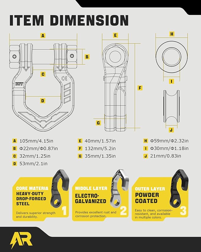 Snatch Block Separate Shackle, 3/4" D Ring Shackle with Pulley, 57320lbs Break Strength, Towing Winch Snatch Block for Off Road Vehicle Recovery, Black Black 1-Pack