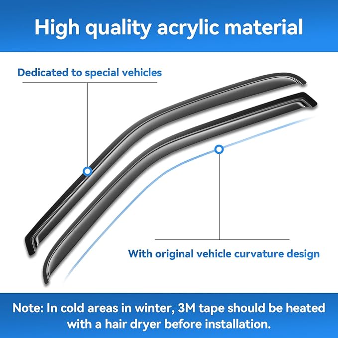 Window Rain Guards for Honda Accord 2018-2023, Window Visor Guards Wind Deflectors Vent Shade Vent Visors Rain Shields Sun Side Shatterproof 2019 2020 2021 2022, Tape-on/Outside-Mount