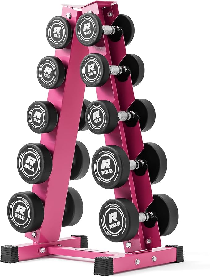 RitFit 5-250 LBS PVC Encased Round Dumbbell sets with Knurled Handle and Optional Rack, Strength Training Equipment for Home Gym